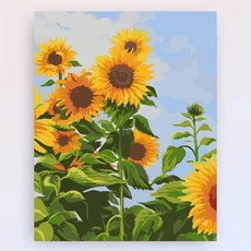 유화 숫자페인팅 채색 핸드메이드 미술 취미 캔버스 홈 데코 엘리스 동백꽃 디지털 오일페인팅, 30x40cm 내부프레임+붓, 15