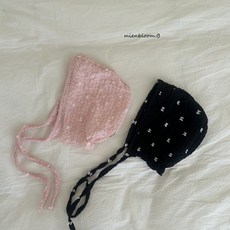 [바로배송] 방울방울 보넷 아기 모자 미앙블룸비 봄 / 블랙 - 1개