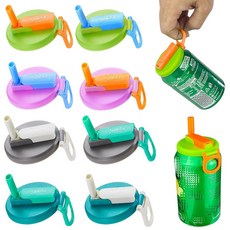 DIPESI 8팩 8색 소다 캔 뚜껑 빨대 팝 캔 뚜껑 재사용 가능한 실리콘 빨대 소다 u200BCan 커버 BPA 프리 소다 콜라 맥주 주스 음료용 재사용 가능한, DIPESI 8팩 8색 소다 캔 뚜껑, 빨대 포함, 팝