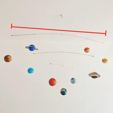 태양계 행성 우주모빌 플래닛 우주 모빌 대형 북유럽 감성, 1개, 대형 행성 펜던트+별링 클립 종이