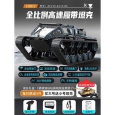 RC카 자동차 전동 크롤러 4x4 수륙양용 버기 탱크 드리프트 키덜트 키즈 장난감, 공식 표준, 1개, 궤도 탱크 독일 회색