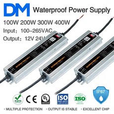 방수 스위칭 전원 공급 장치 야외용 AC 100-265V에서 DC 1224V 100200300400W IP67 LED 조명 라이트 드라이, 01 24V용, 04 100W, 01 100-265VAC