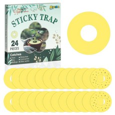 Mysora 초파리 트랩 옐로우 링 곤충 스티커 트랩 크롤링 곤충 곰팡이 모기 진딧물 흰 파리 총채벌레 안전 실내 실외 화분 식물 (S)