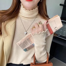 투니스 여성 단색 터틀넥 니트 스웨터