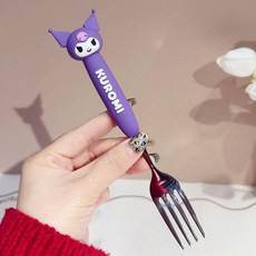 스테인리스 식기 세트 귀여운 포크 스푼, 퍼플 쿨리미 포크, 1개, 기본 색상
