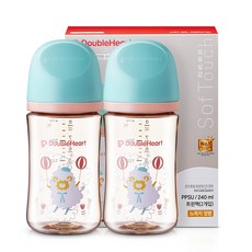 더블하트 모유실감 3세대 PPSU 디어프렌즈 젖병 트윈팩(젖꼭지미포함), 하늘을날꼬양, 240ml, 1세트