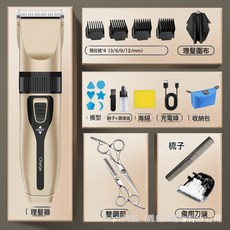 剃頭髮電動2檔理髮器電推子大功率髮廊電推剪家用剃頭刀剪髮推子, 金色-無數顯  只有一檔哦-【模型+圍布+雙鋼剪+刀頭+收納:75