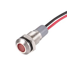 uxcell 신호 표시등 AC/DC 12V-24V 8mm 패널 마운트 노란색 LED 방수 금속 쉘 경고등 자동차 모터사이클 보트용, Green, 1개