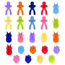 Oruola 음료 마커 24개 음료용 재사용 가능한 실리콘 컵 마커 3가지 스타일의 음료 참 바 파티 샴페인 플루트 칵테일 잔 및 기타 행사에 적합, Oruola 음료 마커 24개, 음료용 재사용 가능한