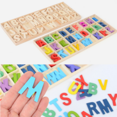 나무블럭 어린이집 영어단어놀이 알파벳블럭 케이스세트, 나무색, 1개