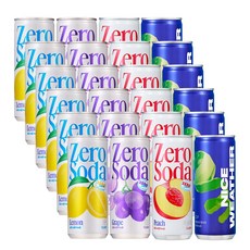 클룹 제로소다 250ml 4종 혼합(포도+레몬+청사과+복숭아), 24개