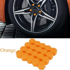 호환 자동차 타이어 너트 보호대 볼트 커버 17mm 19mm 21mm 나사 캡 장식 실리콘 젤 휠 너트 보호 20 개, [03] Orange, [02] 21mm