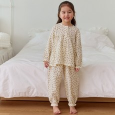 아이숲 여아용 아사면 플라워 거즈요루셋업 상하의 세트