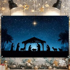 HOMETITUTE Three Kings Day 배너 180.9 x 109.9cm 71 43인치 주현절 성탄 장면 벽 태피스트리 현자 크리스마스 예수 탄생 종교 휴일 야외 실내, Three Kings Day Banner 01.
