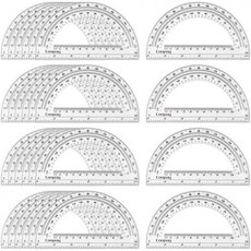 코페이 24개입 플라스틱 각도기 학생용 수학 투명 세트 180도 6인치, 6 Inch - 8 Count