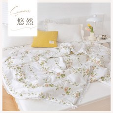 Belle Vie 韓版蕾絲可水洗舒柔棉涼被150x200cm 薄被 單人香氛四季空調夏被, 悠然