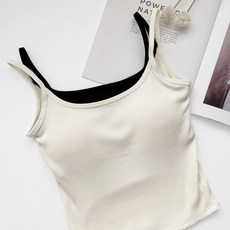 假兩件撞色細肩帶小可愛 BRA TOP 絨毛背心 胸墊背心 加絨上衣 內搭背心 無鋼圈內衣