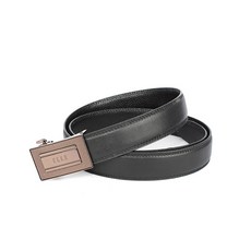 ELLE HOMME 品牌自動扣皮帶/男士皮帶(黑)-方框格紋