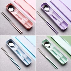 마카롱 수저통2종세트 케이스포함 도시락스푼세트, 그린, 1개