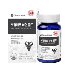 네츄럴메이드 쏘팔메토 아연 골드 1300mg 90캡슐, 1개, 90정