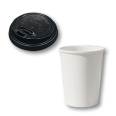 AF 425ml 12온스 종이컵 리드 세트 일회용컵 무지컵 100개입 검정 개폐 뚜껑, 1개, 100개, 리프트 앤 록 뚜껑