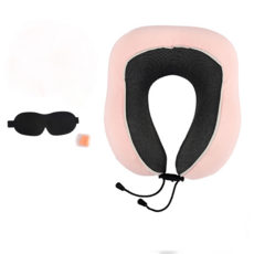 U型頸枕套裝，附眼罩、耳塞、拖鞋、旅行袋、收納包, 粉色套裝A:頸枕+耳塞