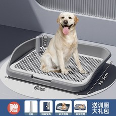 狗廁所 中大型犬通用 圍欄防濺 網格平板防踩屎 易清洗 大號48CM 高級灰 附訓練立柱與禮包, 1個, （高級灰）大號【48CM】送貓砂鏟