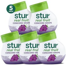 스터 리퀴드 water 인핸서 | 그레이프 아사이 | 천연 Stur Liquid Water Enhancer | Concord Grape | Naturally Sweetened |, 1.62 Fl Oz (5팩), 1개, 1.62 Fl Oz