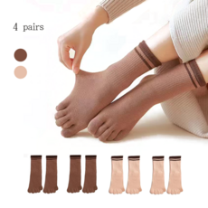 호밍사이 여성용 중목 순면 발가락 양말 냄새방지 땀흡수 속건 사계절용 4P