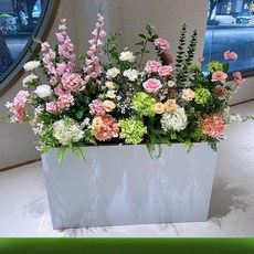 플랜트 화분 박스 사무실 조화 화단 나무 인조 베란다, 핑크 윈드차임 수국 혼합
