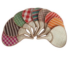 天然手工編織扇，多款色彩圖案，輕巧便攜，夏日消暑必備, 1個, 天然草編扇