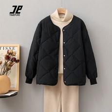 TIMEPURE 봄 가을 여성용 경량 패딩 스타일리시한 다이아몬드 패턴과 따뜻한 충전재로 완성된 짧은 기장의 겨울 아우터