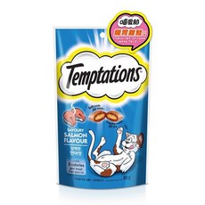 Temptations 喵愛餡貓餡餅，多種口味貓零食，酥脆內餡，獨立包裝，貓咪獎勵點心, 75g, 1個, 開胃甜鮭