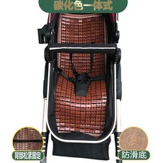 寶寶推車涼蓆坐墊 透氣通用竹涼墊, 1個, 一體式碳化色窄邊+雙綁帶,30*75cm
