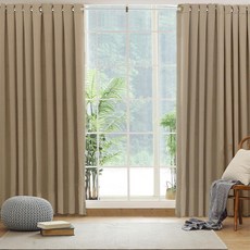 회색거실암막주름커튼 봉끼우는 구멍커튼 큰창 베란다