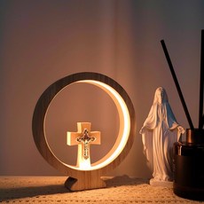 고담빛 천주교 십자가 무드등 가톨릭 성당 성물 세례 견진 축일 선물, 내추럴 천주교십자가무드등