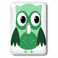 lsp_167619_1 귀여운 녹색 격자 무늬 올빼미 싱글 토글 스위치