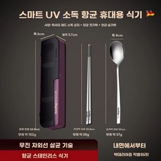 휴대용 수저 살균기 자외선 수저통 학교 여행용 2종세트(다크그린) 건조기 식기 충전식 도시, C. 스마트 살균 휴대용 수저함 젓가락숟가락 2종 세트