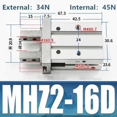 MHZ2 MHZ2-16D SMC 병렬 공압 에어 그리퍼 실린더 더블 액팅, 01 MHZ2-16D, 1개