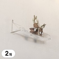 BenF Home 무타공 선반 투명 물결 거실 주방 팬트리 화장실 욕실 붙이는 받침대 지지대 벽걸이 진열 다용도 못없이 모던 인테리어, 2개