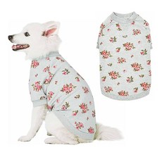 Blueberry Pet 2023 봄 향기에서 영감을 받은 장미꽃 크루넥 풀오버 강아지 스웨트셔츠 베이비 핑크 등 길이 20.3cm(8인치) 강아지용 옷 1개 팩, 회색, 1