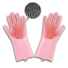 올라이프지 1+1 브러쉬 고무장갑 일체형 실리콘 수세미, 2개, FREE(one size), 핑크