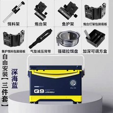 Duobi多筆 2024新品連球釣箱Q9蜂窩釣魚箱 全新升級鋁鎂合金配件全套29升漁具 QXTN, Q9蜂窩靠背 深海藍 三件套(自行安裝), 1個