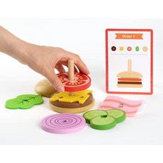 아기 소근육 손가락발달 햄버거만들기 5살 인지향상 3살 유치원 고리장난감, 1개