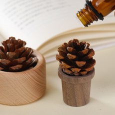 雨林薰舍 香氛擴香木 柴堆擴香木, 1件, 創意擴香木-櫸木底座 松果(大), 1ml, 櫸木