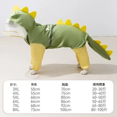 中大型犬寵物四腳連帽雨衣, 蒂安綠, 1個