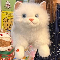 布偶貓玩偶仿真貓咪公仔毛絨玩具會叫可愛寵物小貓布娃娃女生禮物, 1個, 布偶貓【白色】:45釐米【精品】會喵喵叫帶鬍鬚
