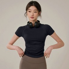 Zebeer 여성 편안한 운동 반팔 슬림핏 요가복