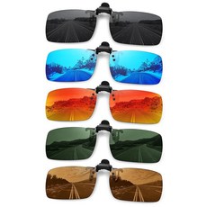 MEETSUN 편광 클립 온 선글라스 남성용 여성용 스포츠 낚시 운전 하이킹 처방 안경에 적합 5팩-블랙+블루+레드+다크 그린+브라운 표준