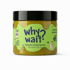 왜 기다려 피스타치오 크림 스프레드 - 100% 천연 무첨가 설탕 케토 및 비건 친화적 유기농 코코넛 오일 두바이 초콜릿 바용 아티산 너트 버터 글루텐 프리 12온, 7 Ounce (Pack of 1)